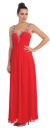 V-Neck Bejeweled Bust & Shoulders Long Formal Evening Dress in Red